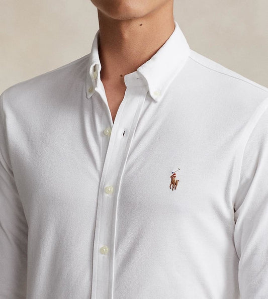 PO.LO RAL.PH Men White Knit Oxford Shirt