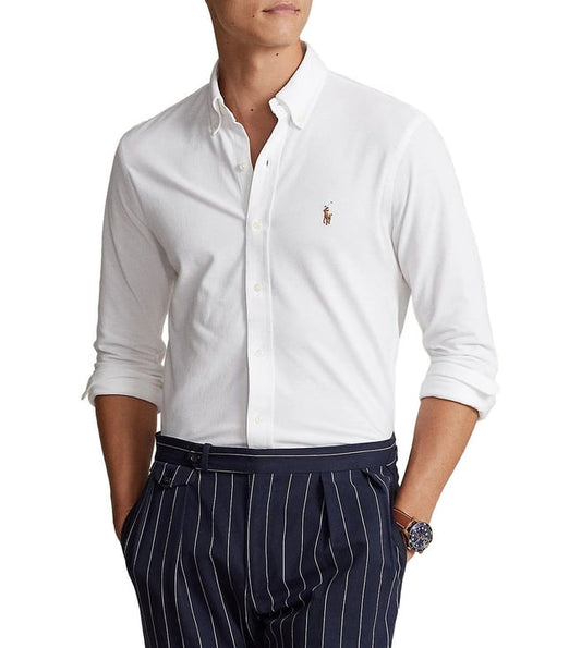 PO.LO RAL.PH Men White Knit Oxford Shirt